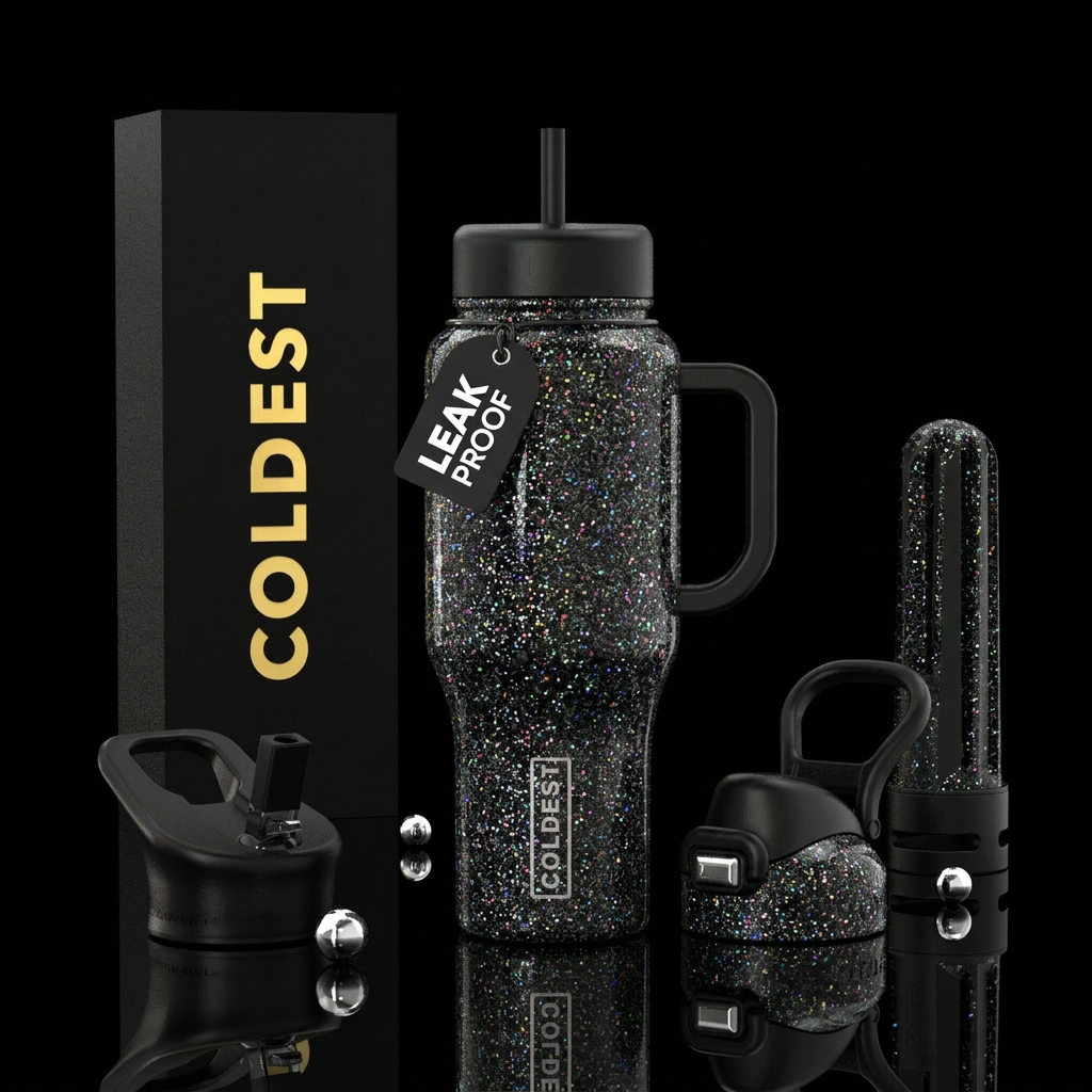 glitter black bottle water bottle design