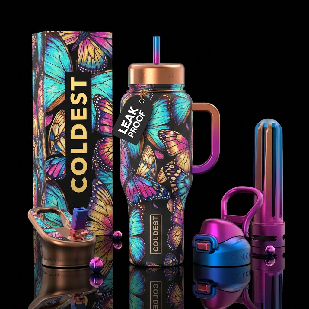 butterfly wings pattern water bottle design