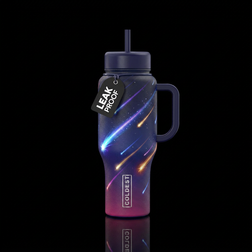 shooting stars in a twilight setting water bottle design
