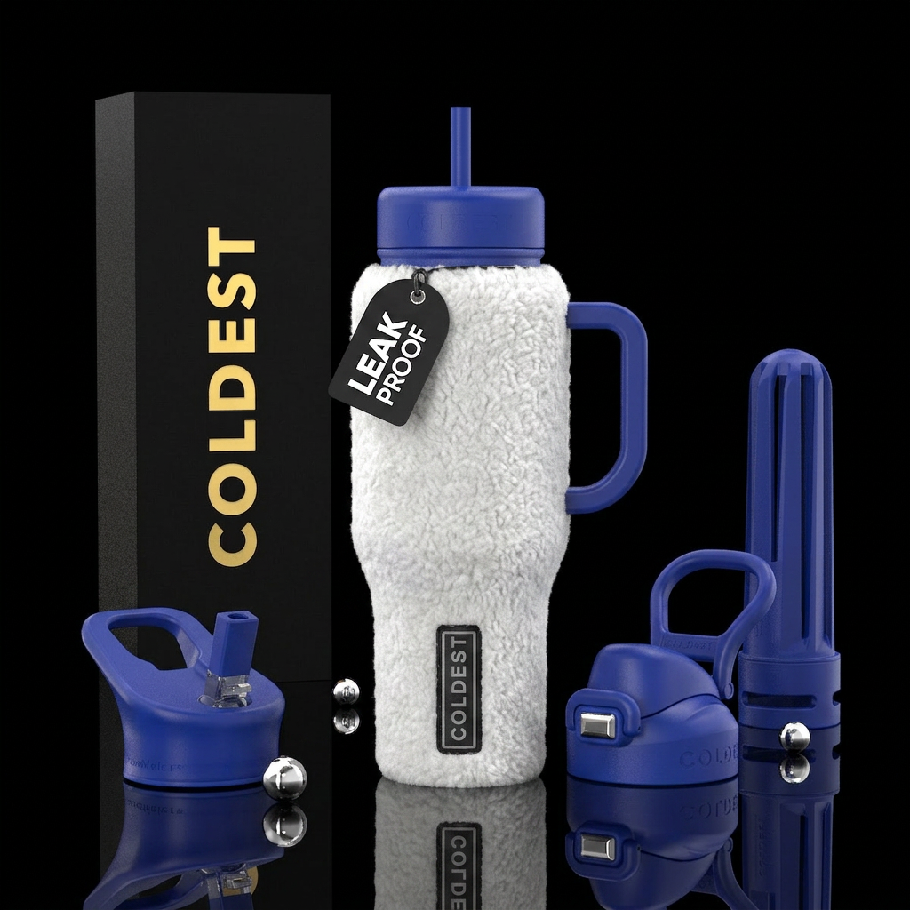 white sharpa wool water bottle design