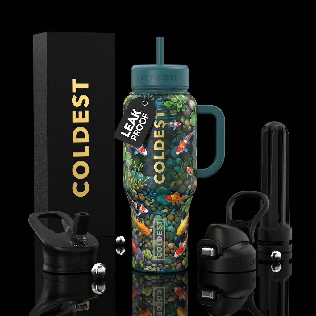 pieces fish in a pond water bottle design