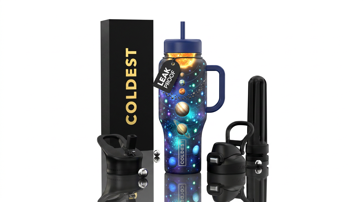 solar system with glow in the dark stars of differ... water bottle design