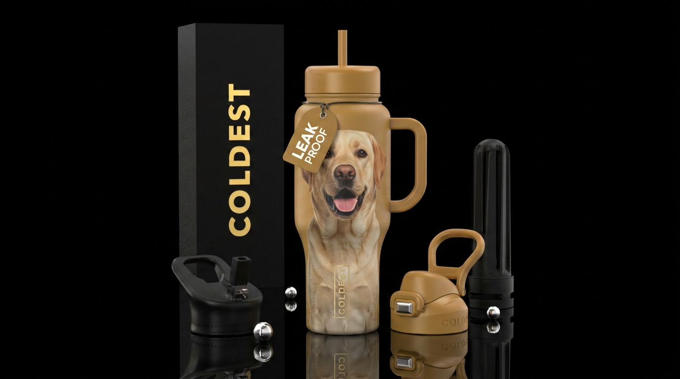 Yellow Lab dog water bottle design