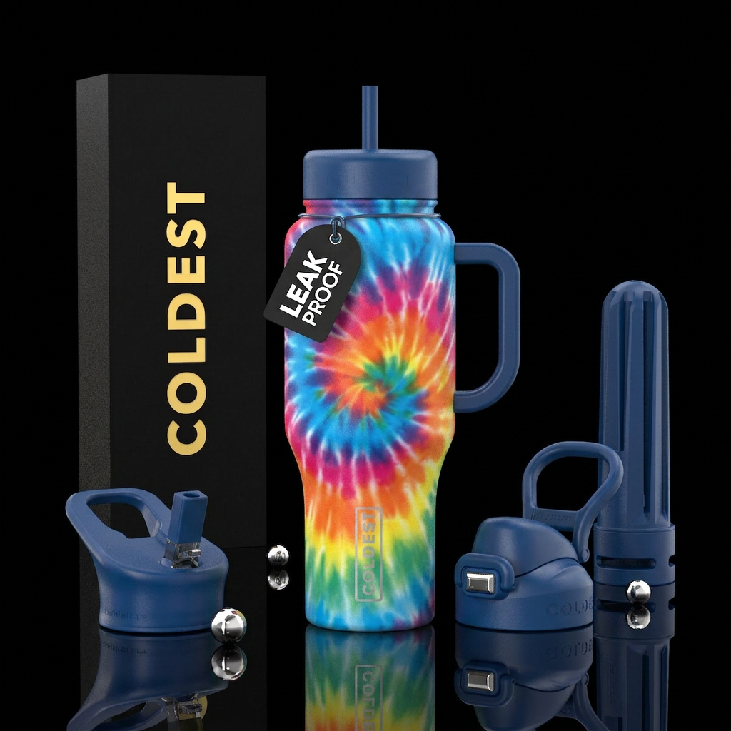 Tie dye, ombre water bottle design