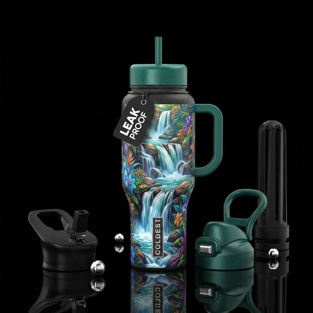 Waterfalls water bottle design