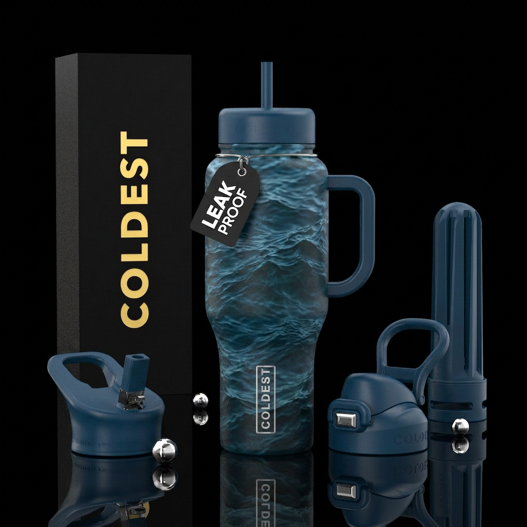 Ocean waves water bottle design