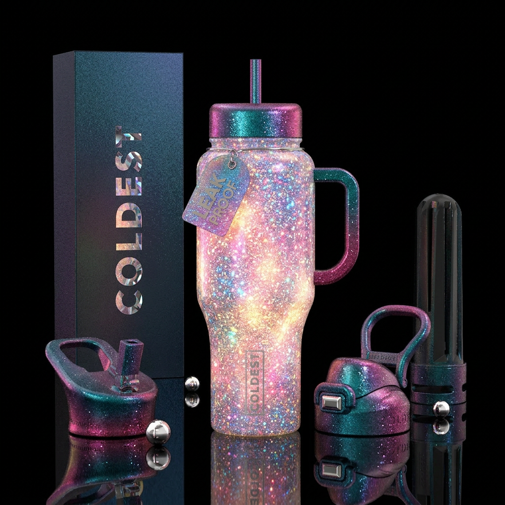 glowie, sparkly water bottle design