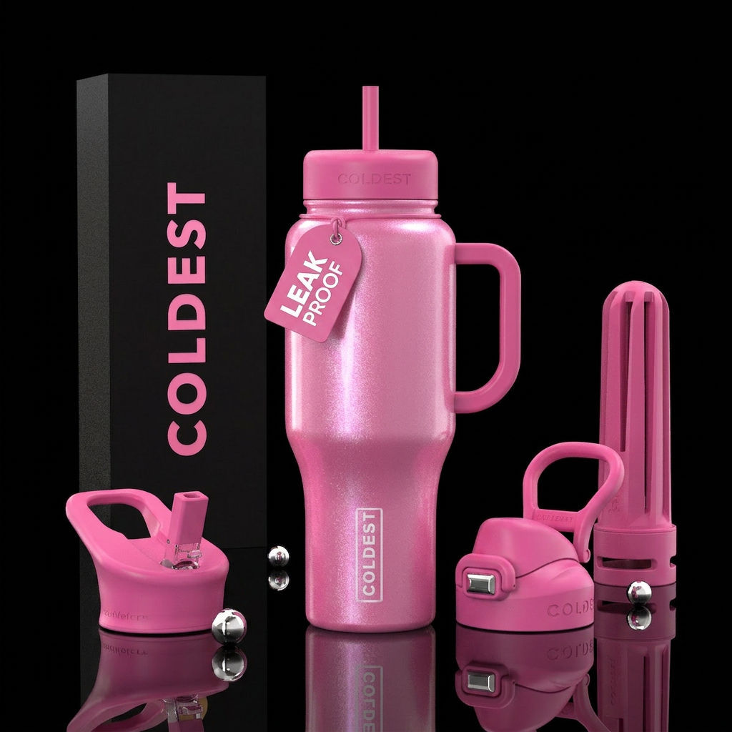 Pink pearl water bottle design