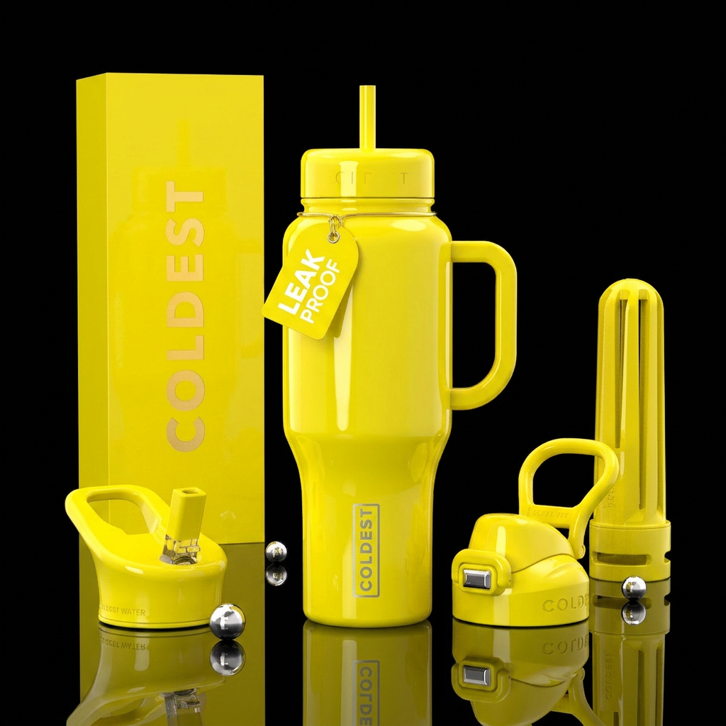 glossy yellow water bottle design