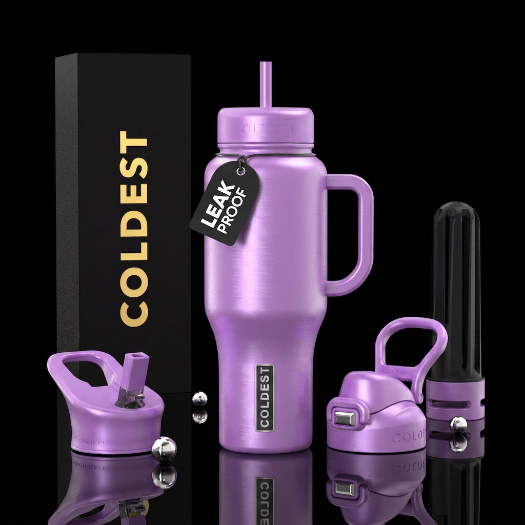 brush stroke, lavender, satin, shimmer water bottle design