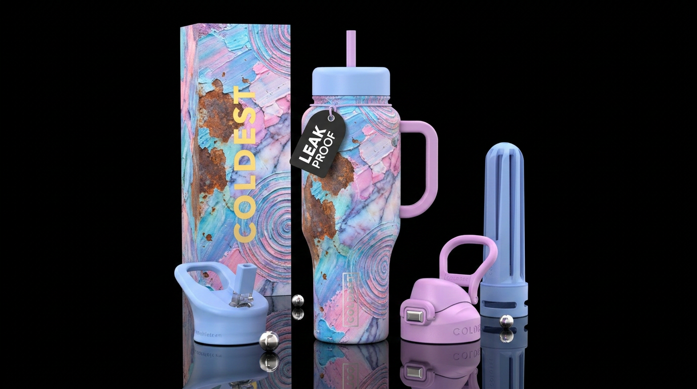 brush stroke, rust, marble, spirals, spirals, past... water bottle design