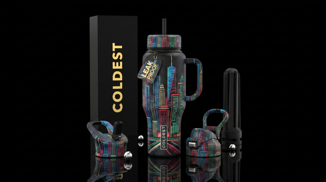 cityscape water bottle design