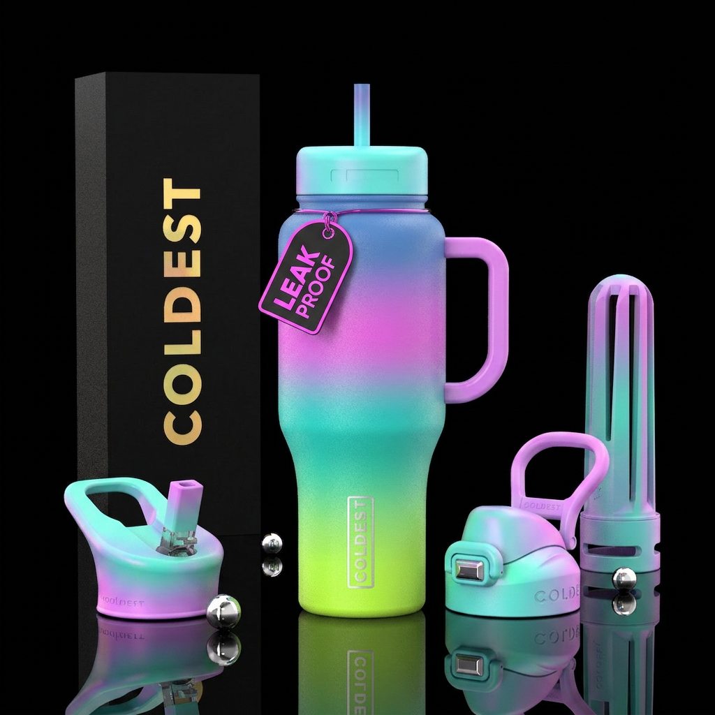 dip dye, pastel, neon water bottle design