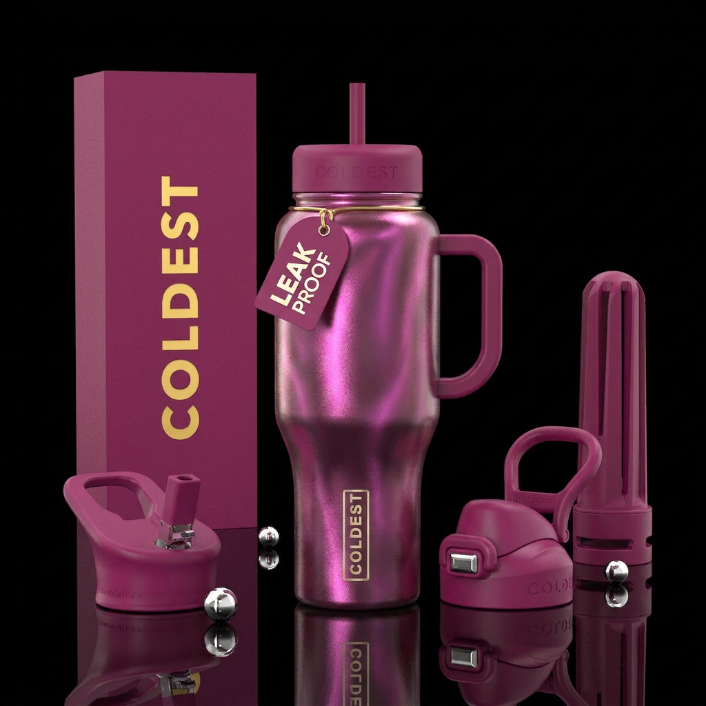 silk, magenta, shimmer water bottle design