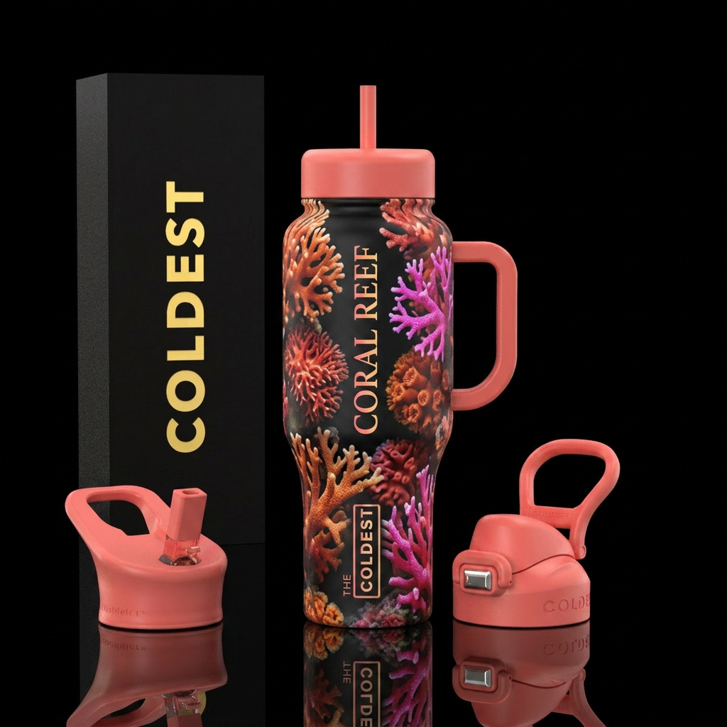 coral water bottle design