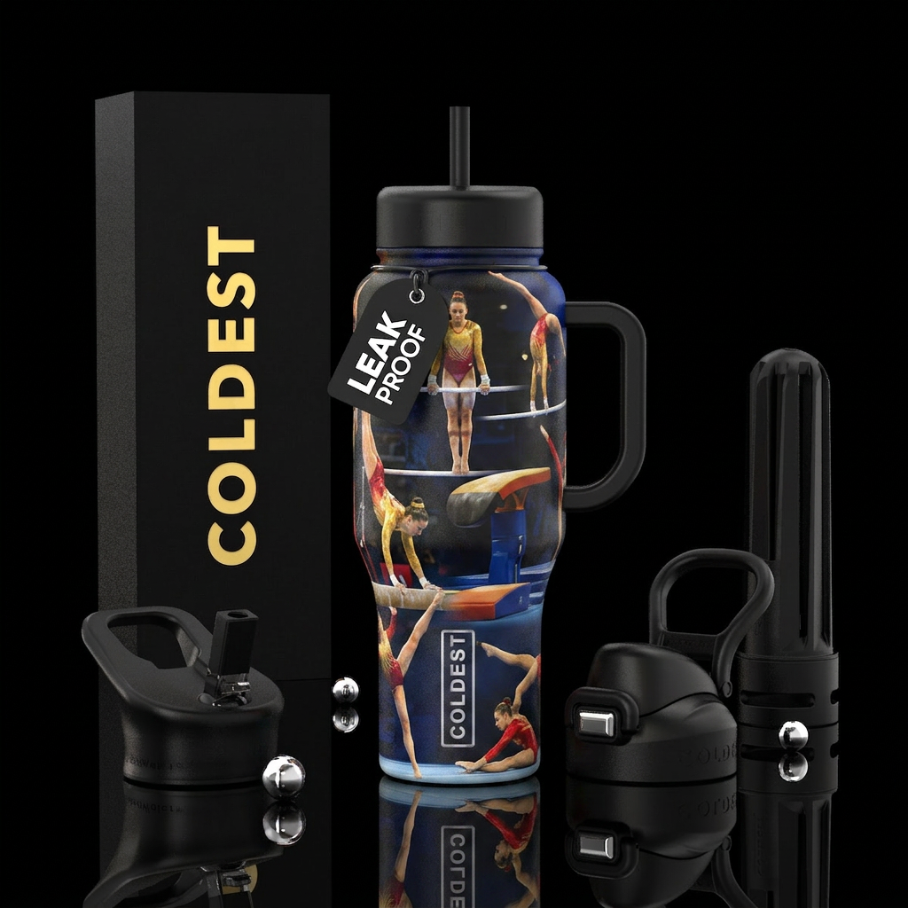 gymnastics, realism water bottle design