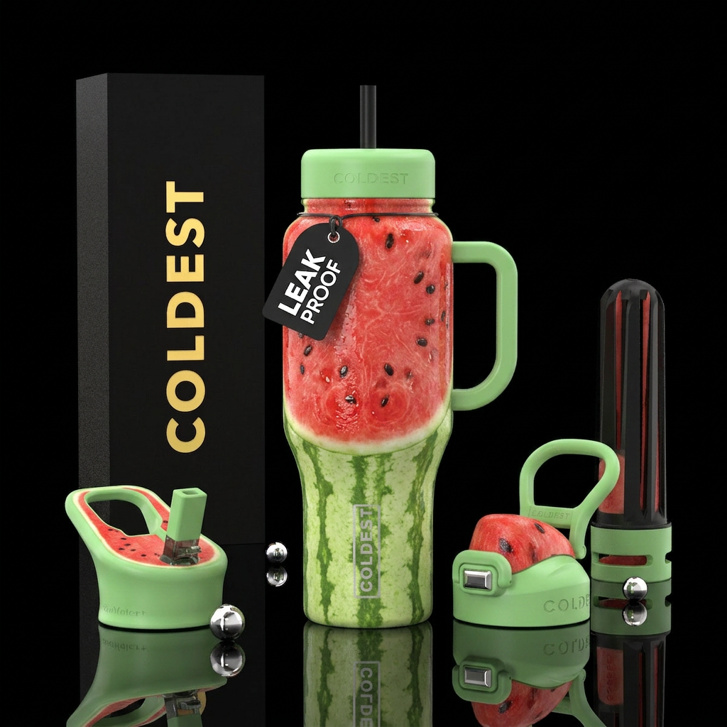 Realistic watermelon water bottle design