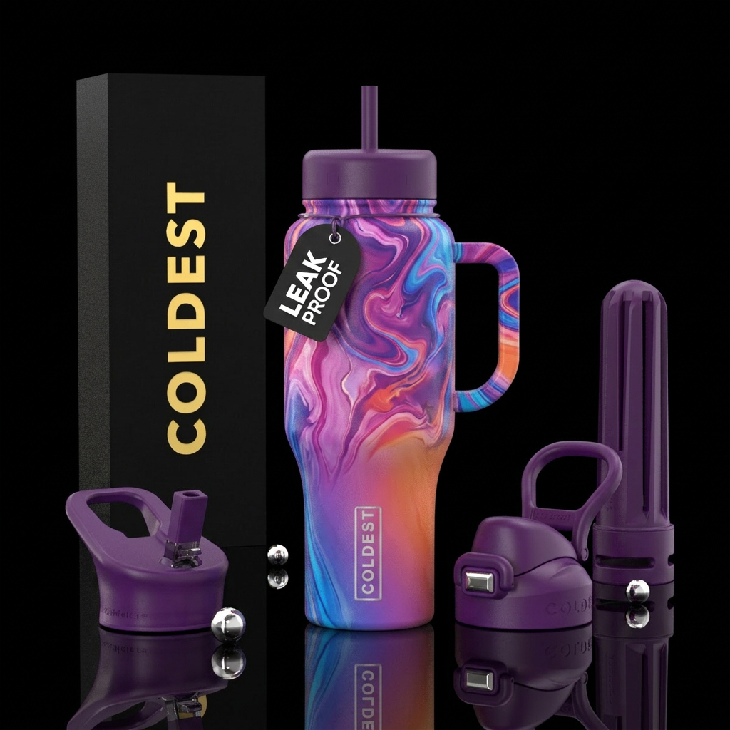 abstract, ombre, marble water bottle design