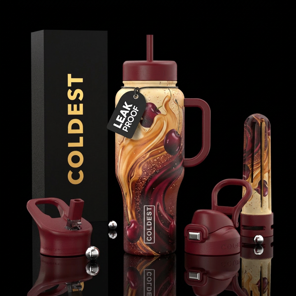 Vanilla cherry coke water bottle design