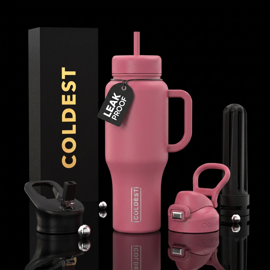 dusty pink water bottle design