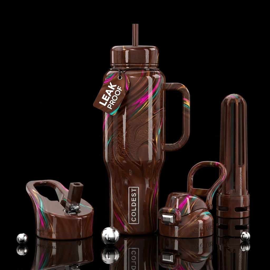 Glossy,, chocolate water bottle design