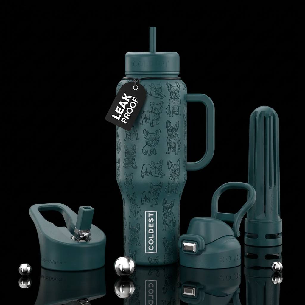 French Bulldog water bottle design