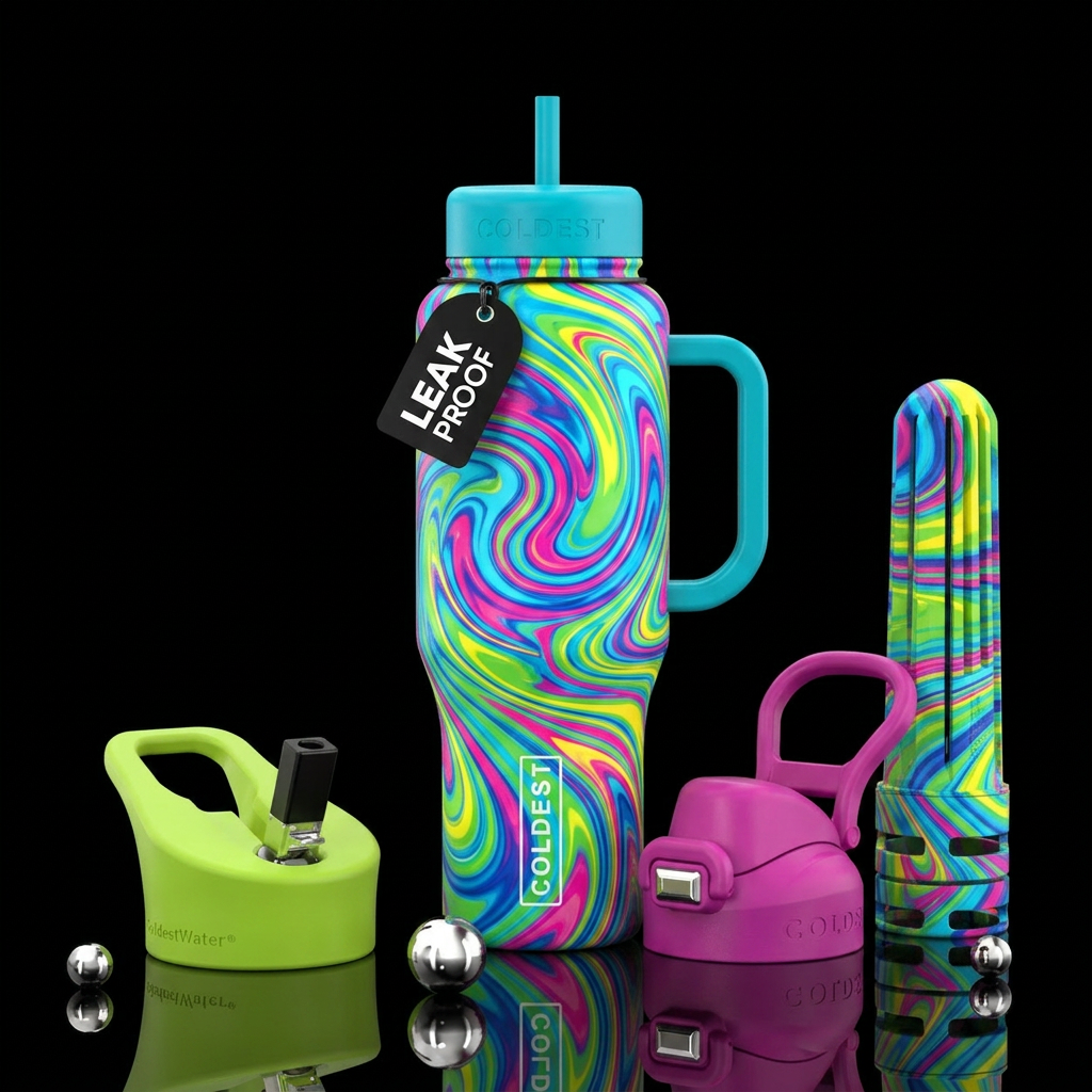 Hydro dip bright colors water bottle design