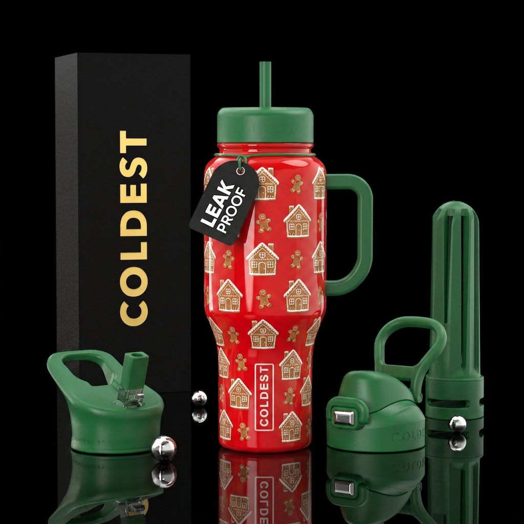 Gingerbread Christmas water bottle design