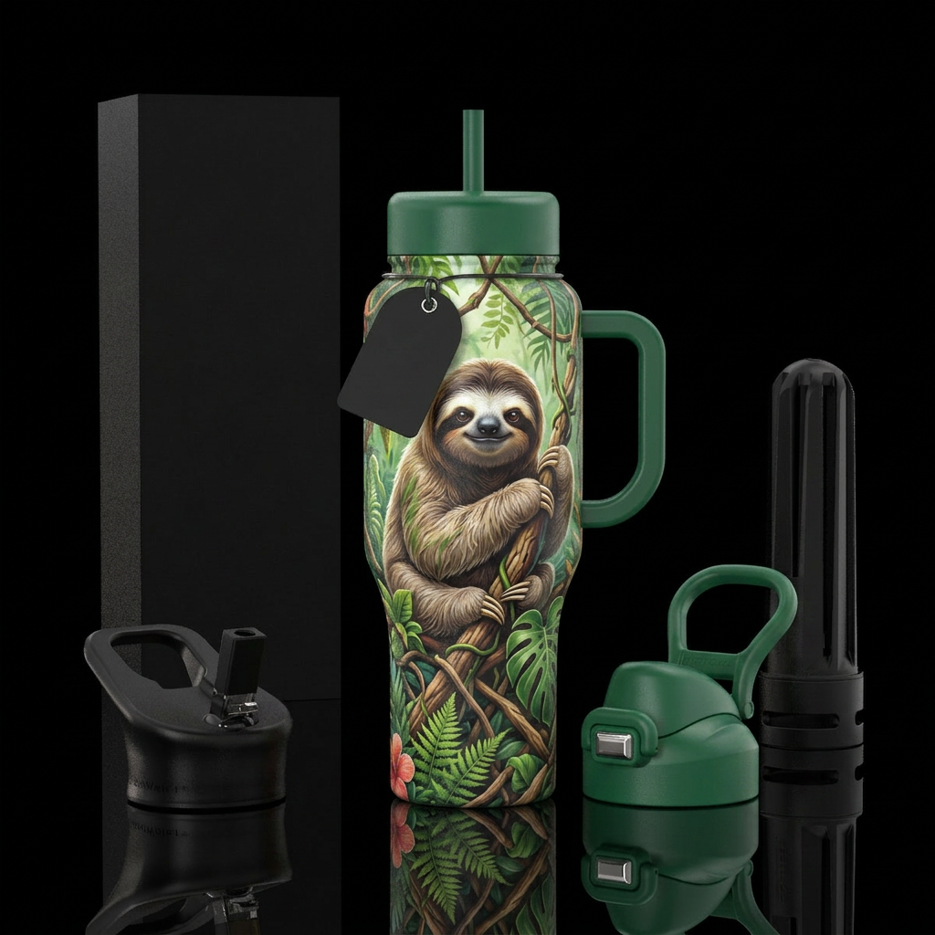 Silly Sloth water bottle design