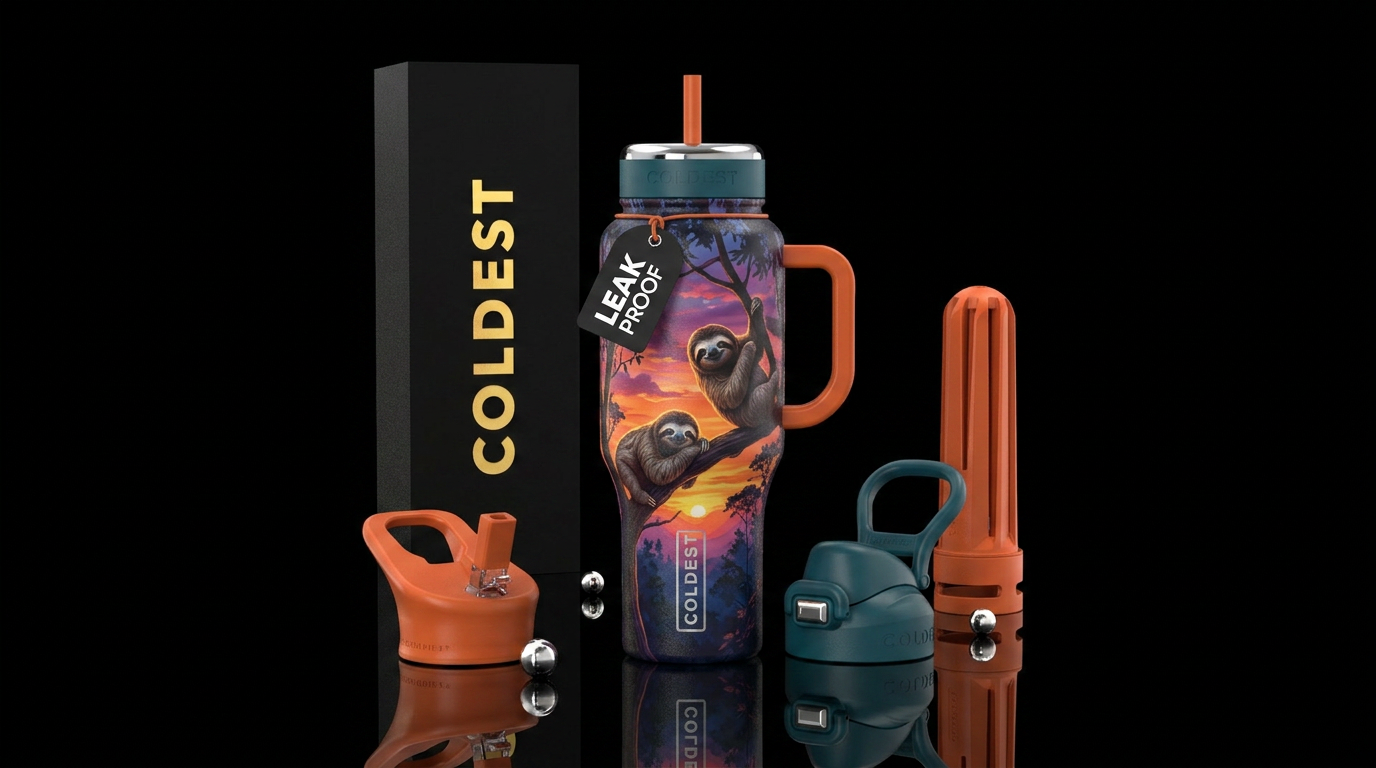 Sloth sunset water bottle design