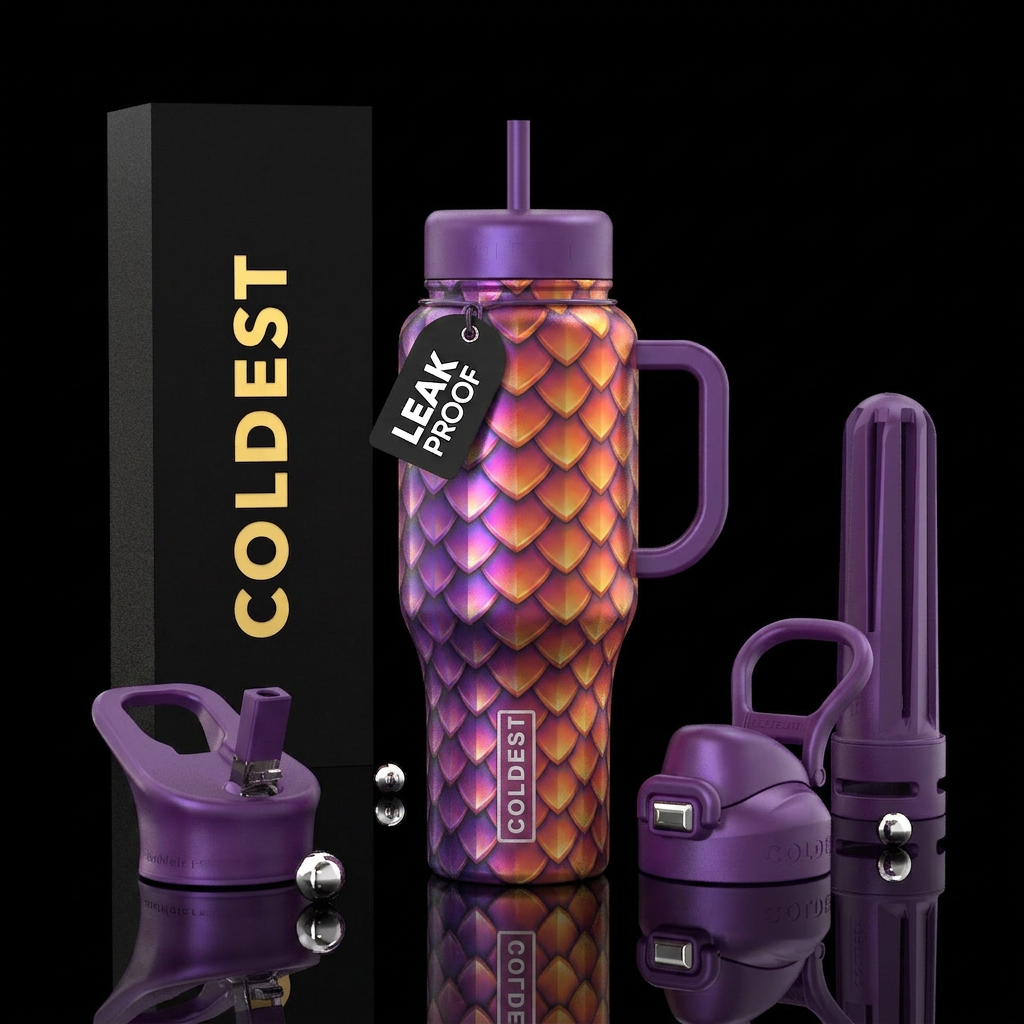Sunset dragon scales water bottle design
