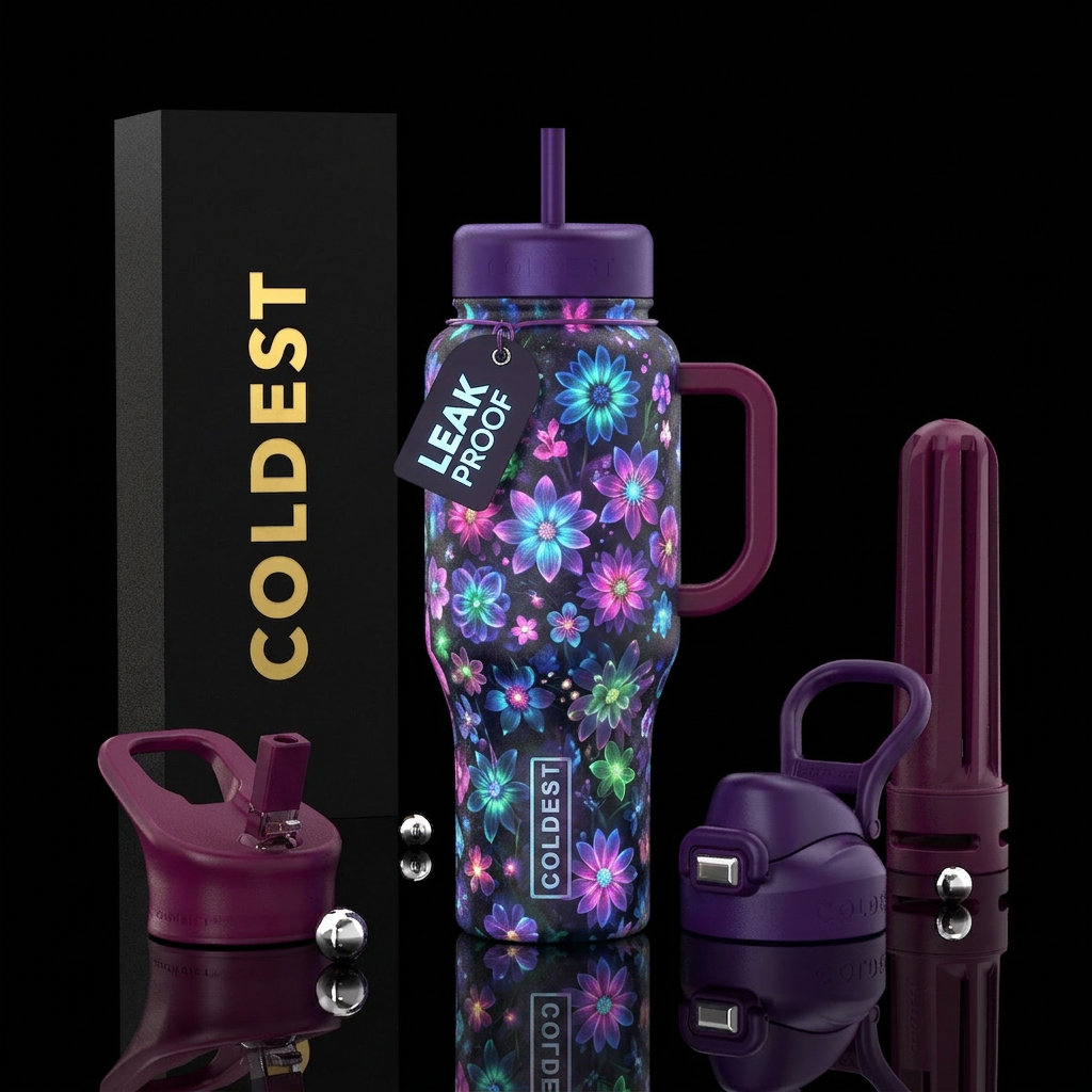 Glowie night flowers water bottle design