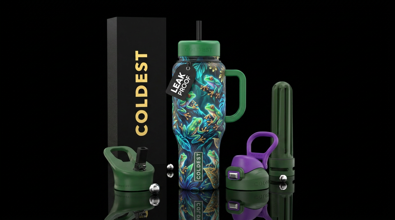 Glowie tree frogs water bottle design