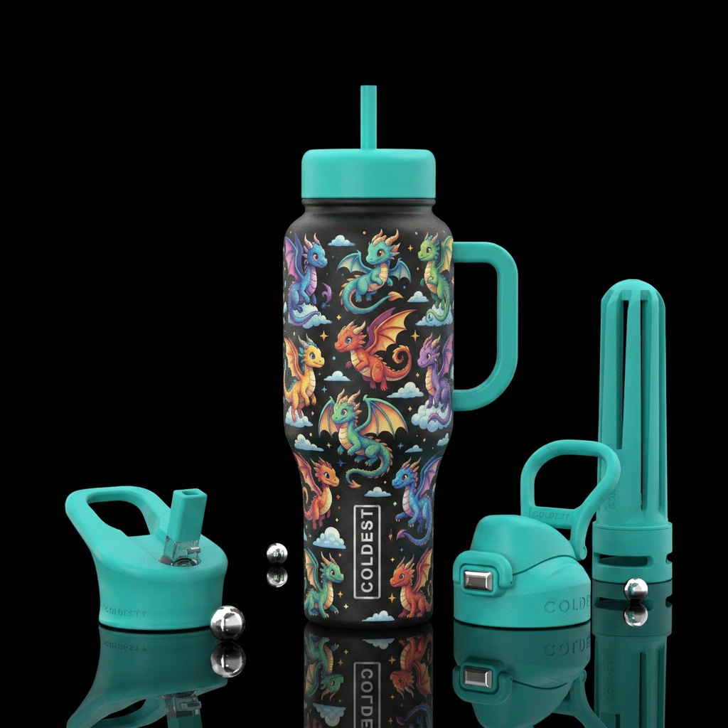 Cute dragons water bottle design