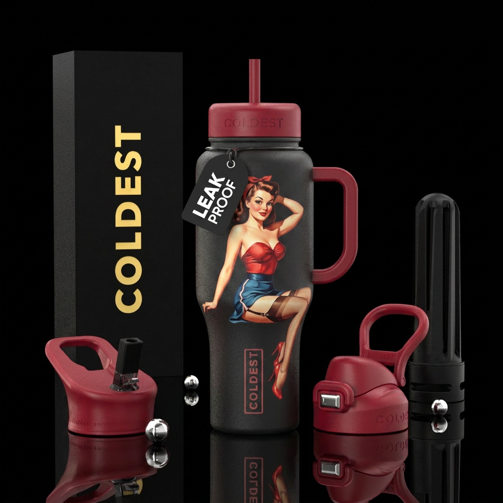 Pin up girl water bottle design