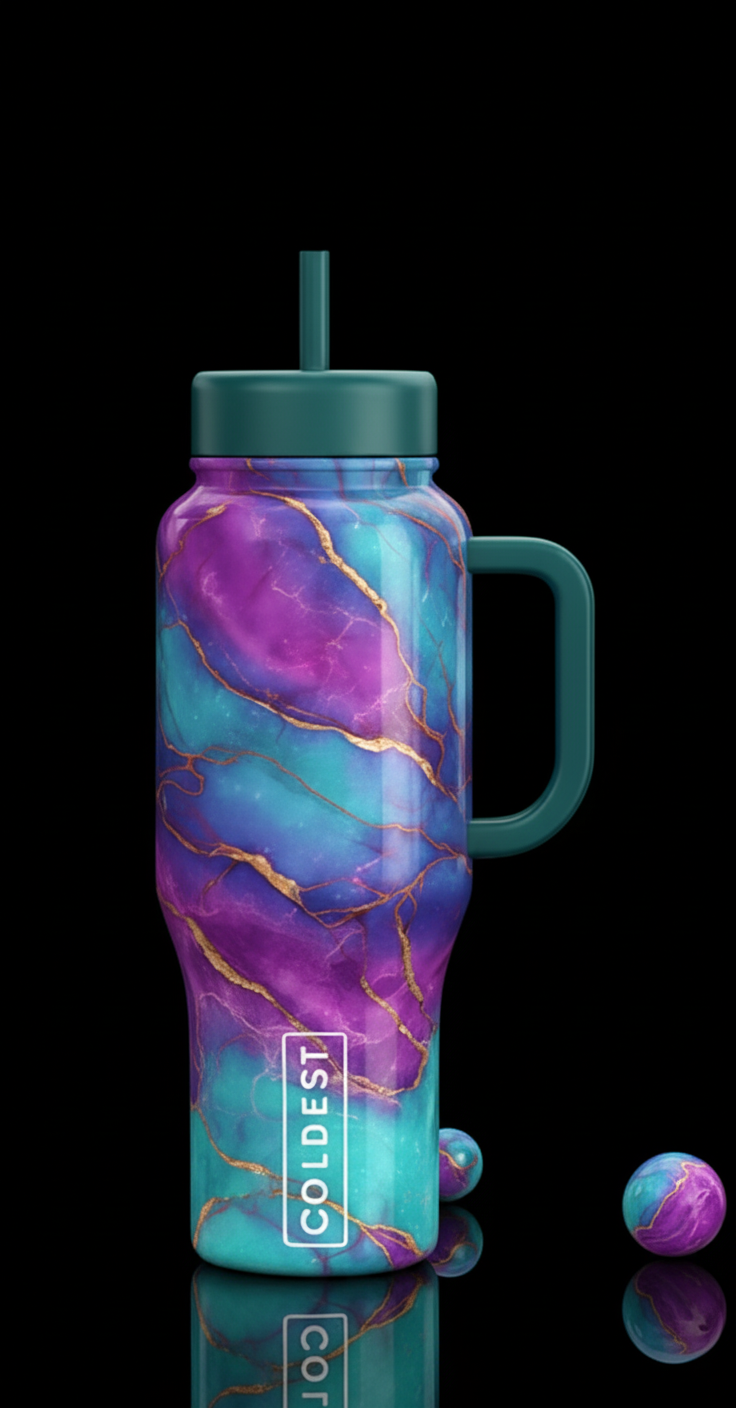 Prism purple blue teal water bottle design