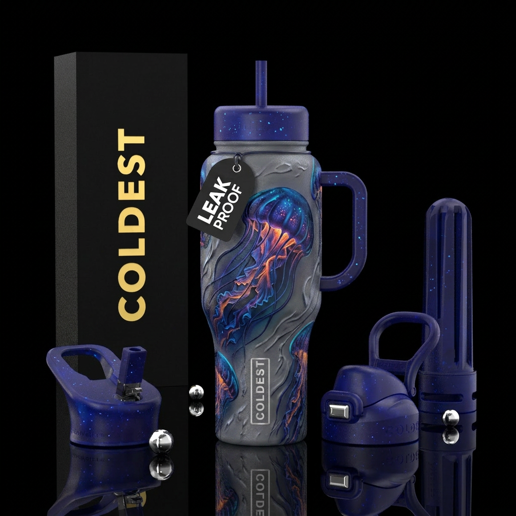 3d hidden jellyfish image water bottle design