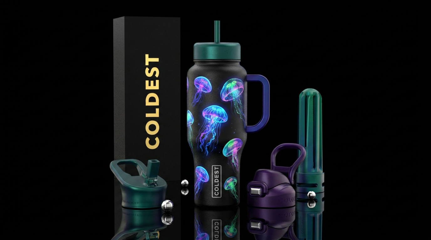 Floating glowing jellyfish water bottle design