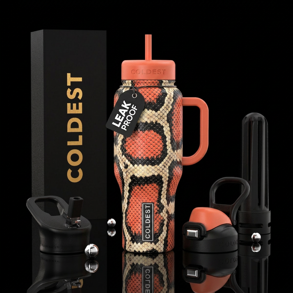 Coral Snakeskin water bottle design