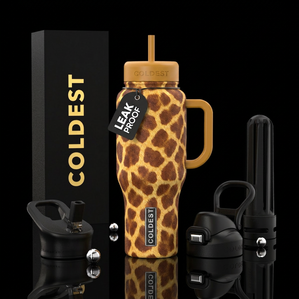 Textured giraffe spots water bottle design