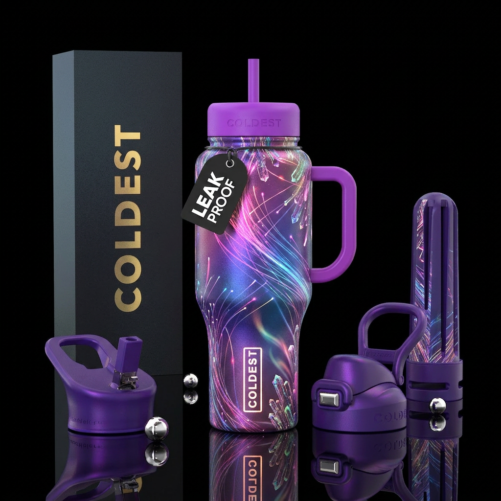 Glowing unicorn ultra water bottle design