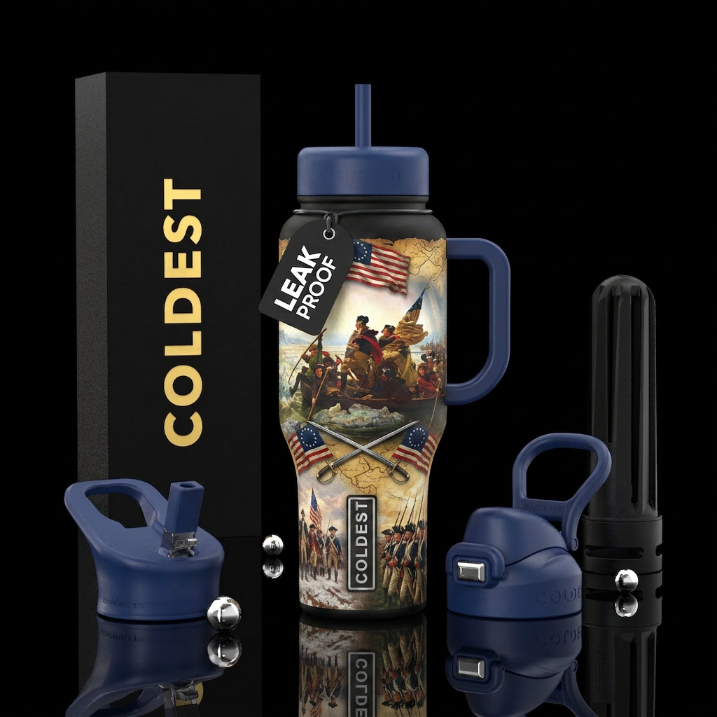 Heros of the revolutionary war water bottle design