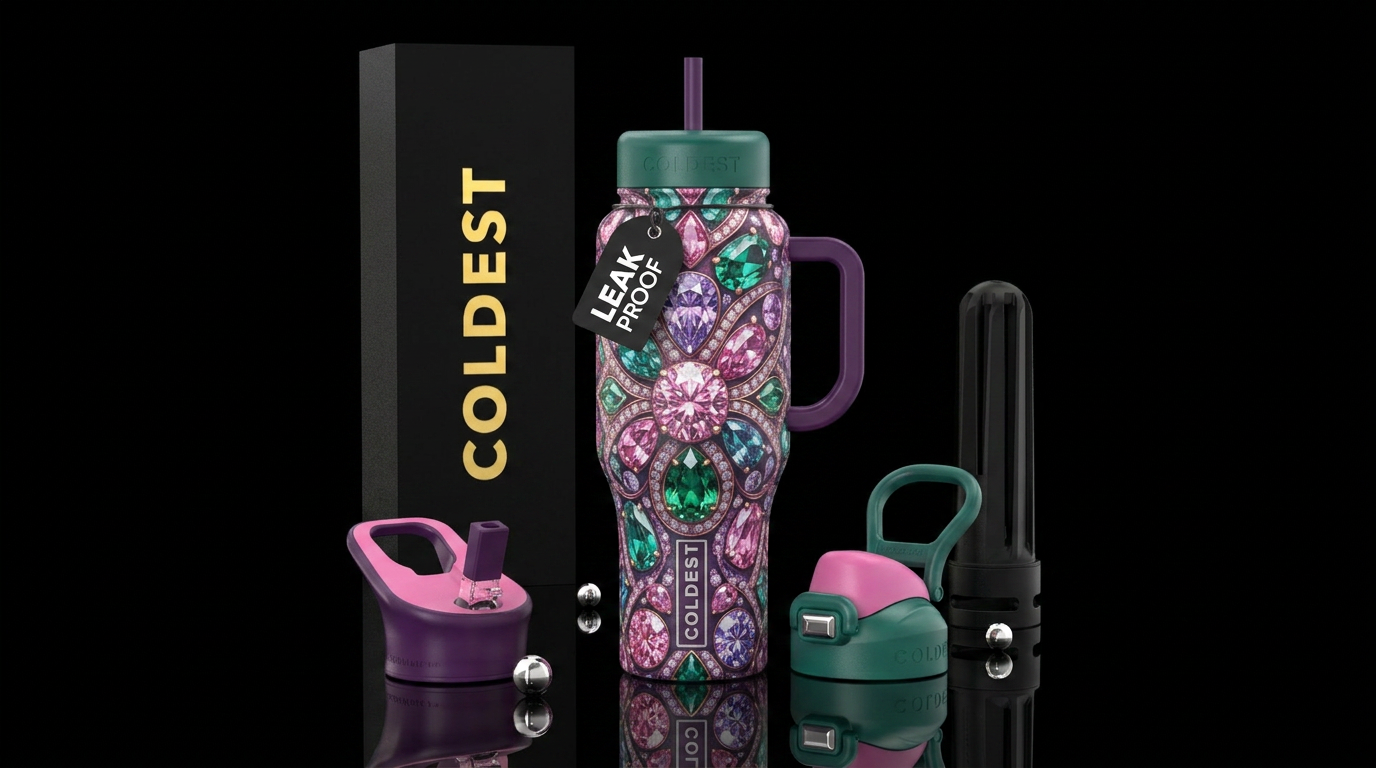 Diamonds, pink,purple, teal, emerald royalty, fanc... water bottle design