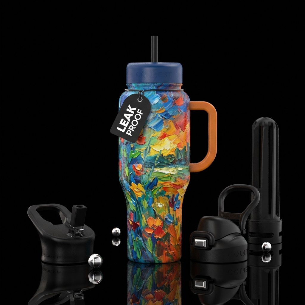 oil painted, beautiul water bottle design