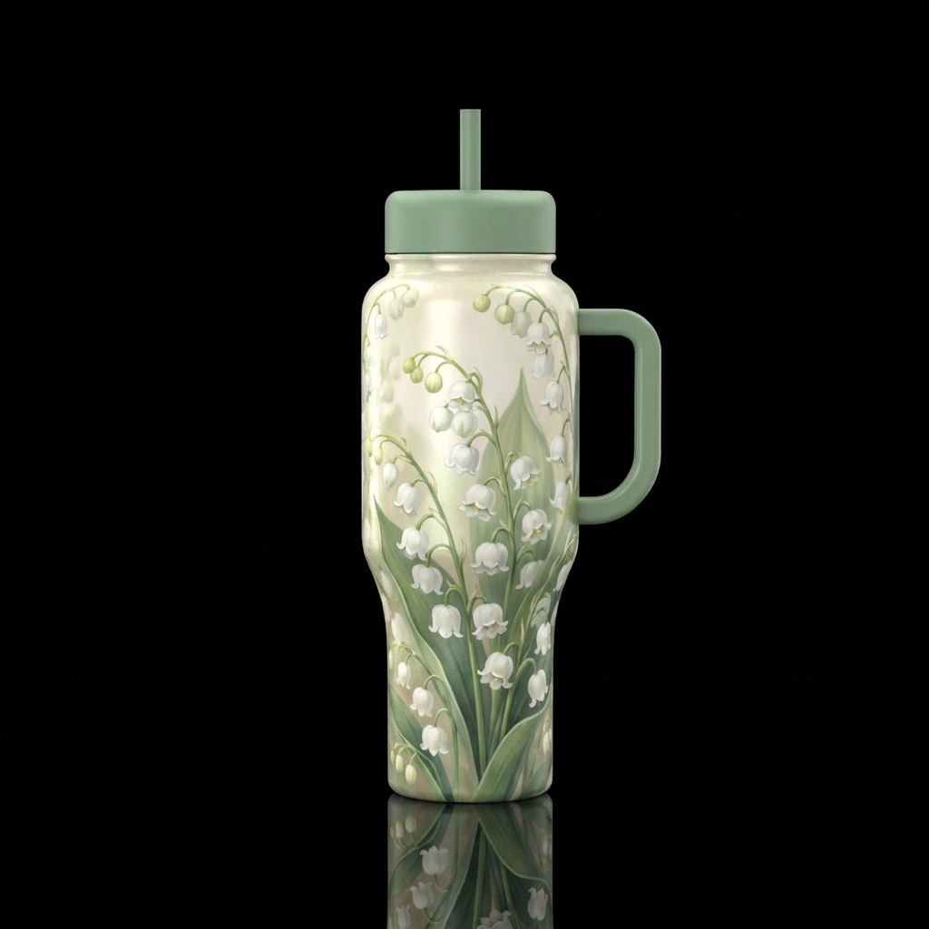 lily of the valley, romantic water bottle design