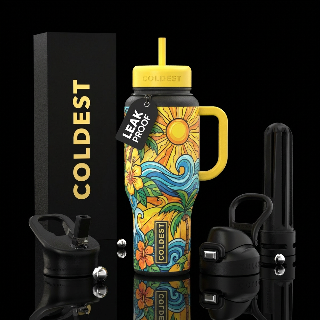 summer, sunshine, art water bottle design