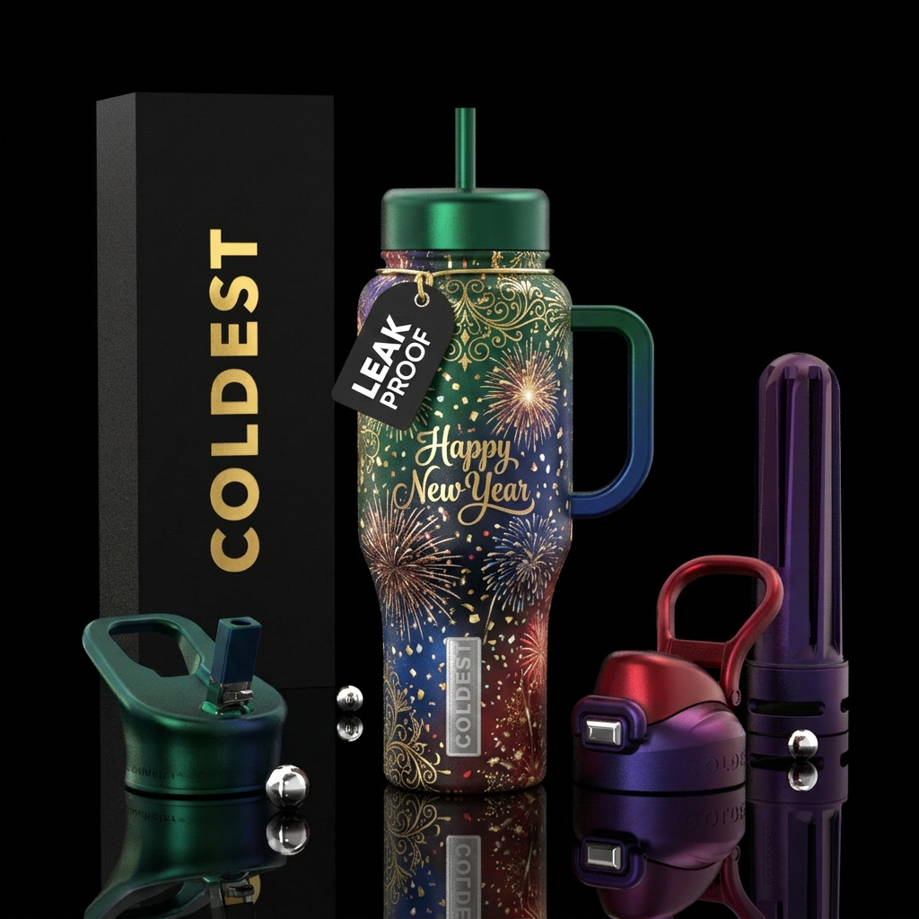 New Year's water bottle design