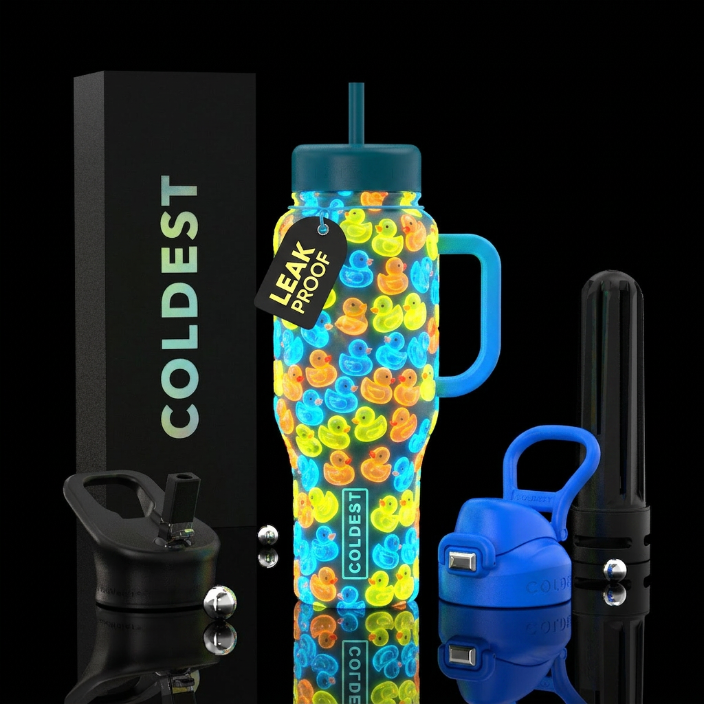 Glowie baby duck water bottle design