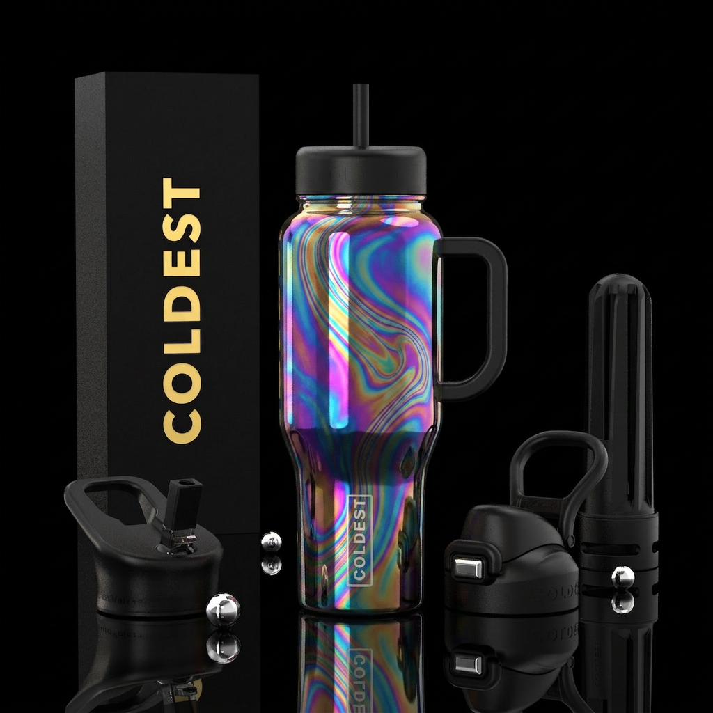 Oil slick water bottle design