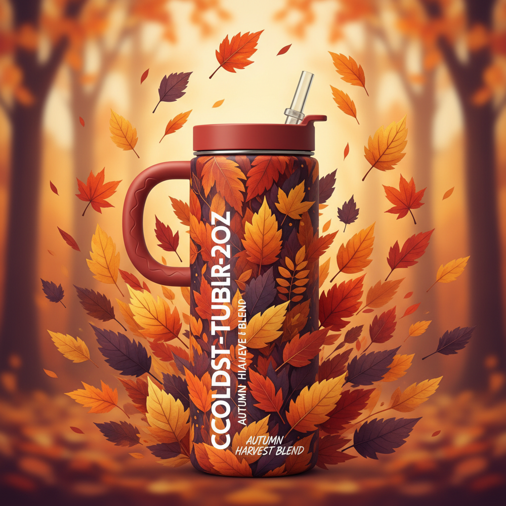 autumn leaves water bottle design